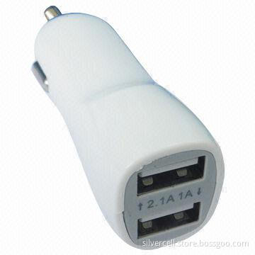 Dual-USB Port In-car Charger with 5.5V DC Output Voltage, CE Mark